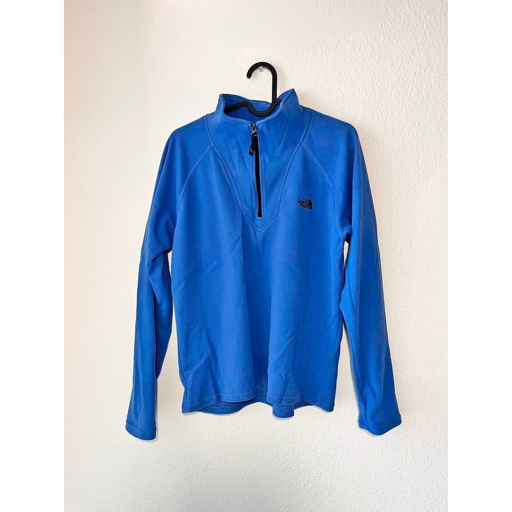 The North Face Women's L Blue 1/4 Zip Grid Fleece Pullover Outdoor Hiking Runnin
